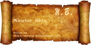 Münster Béla névjegykártya